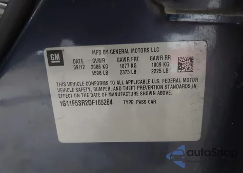 2013 Chevrolet Malibu Eco Premium Audio from USA, damaged, VIN 1G11F5SR2DF165264